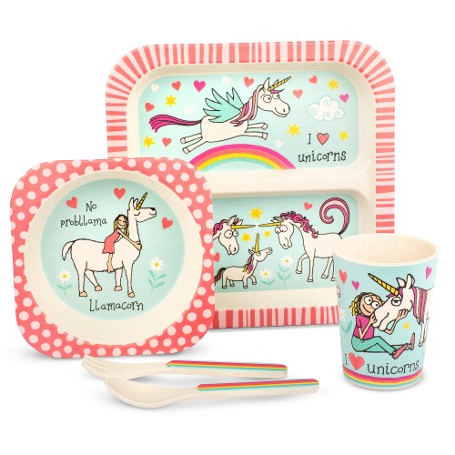 unicorns_bamboo_kids_dinner_set