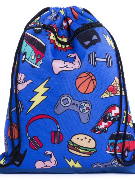 Kids-teen-waterproof-drawstring-bag-gamer-fringoo-front