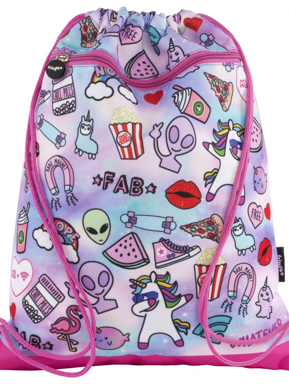 Kids-teen-waterproof-drawstring-teen-doodle-world-fringoo-front