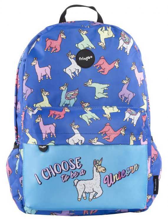 Kids-teen-waterproof-small-backpack-lamacorn-fringoo-front
