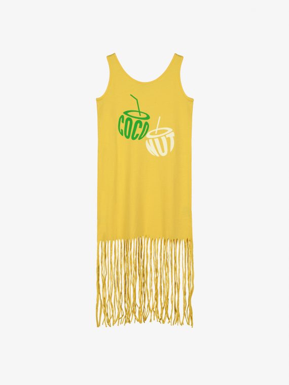 SS230054-COCONUT FRINGED DRESS